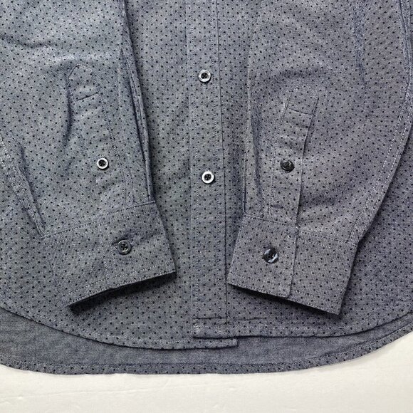 Forever 21 Men's size Medium Button Front Collared Long Sleeved Shirt Blue Dots - Picture 4 of 6
